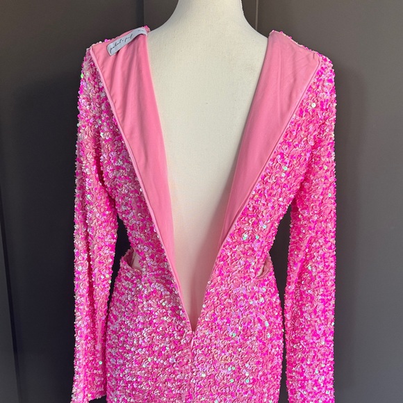 Petal+Pup Kelly Sequin Long Sleeve Cutout Velvet Cocktail Minidress Sz L - Picture 9 of 12